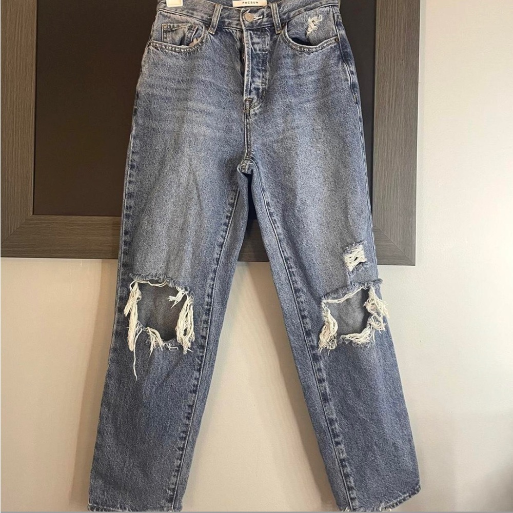 pacsun high rise ripped straight jeans
